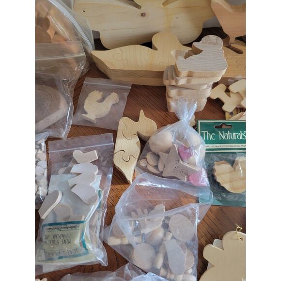 Lot of Wooden Jigsaw Puzzles, Shapes, Embellishments, Cut-Outs Craft Pieces - Picture 9 of 16
